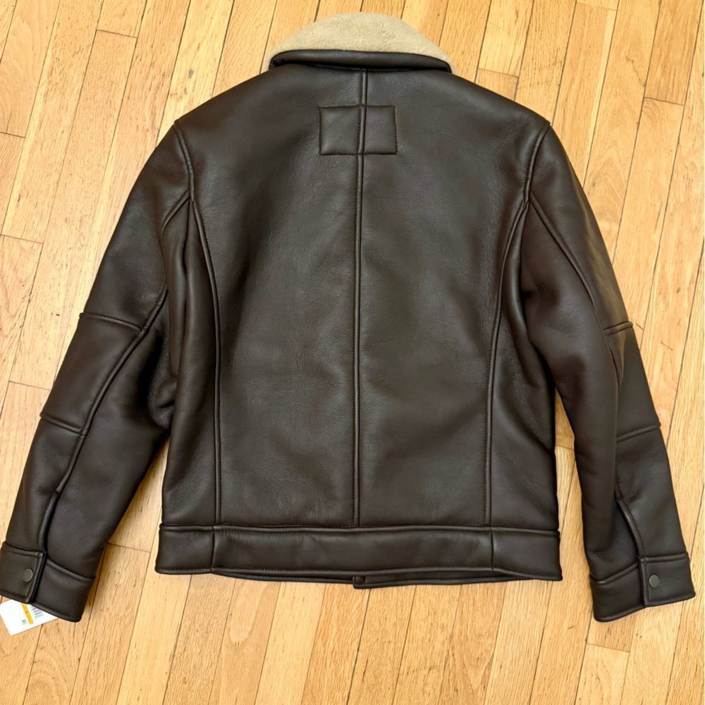 Andrew Marc Men's Faux Leather Sherling Jacket, Espresso (Maxton) NWT - Picture 4 of 10
